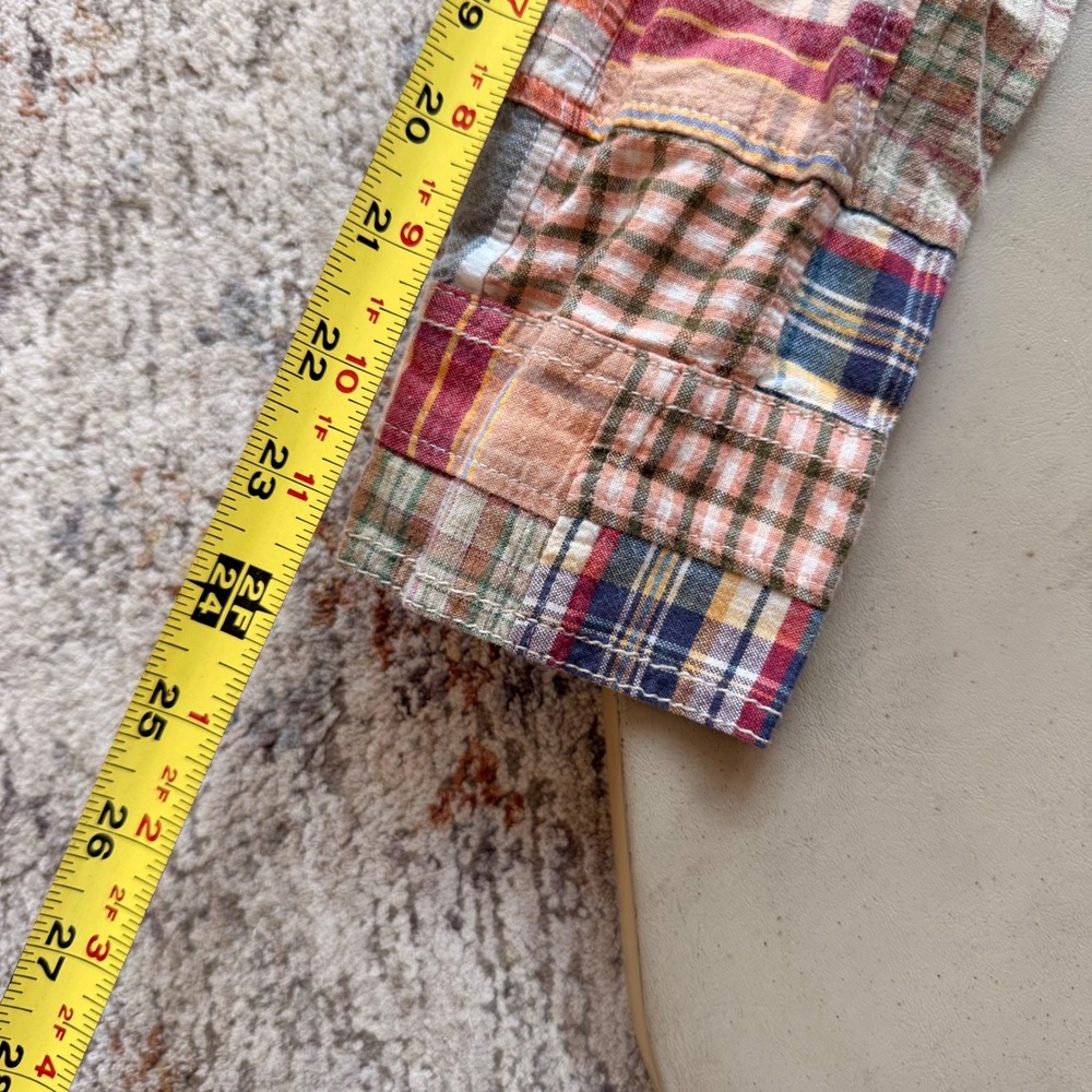 VTG J. Crew Patchwork madras LS Button Up size 10… - image 7